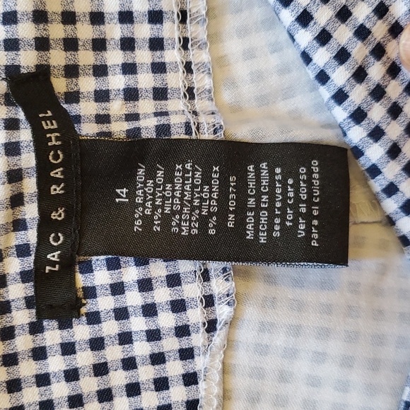 Zac & Rachel Women's Blue/White Checkered Pull-On Crop Casual Pants - Picture 5 of 10